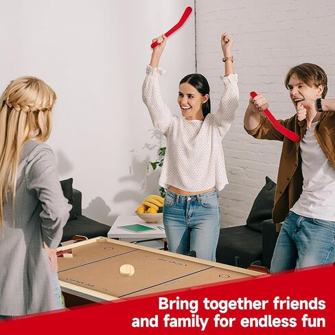 2 Sets Replacement Hockey Sticks and Pucks for Classic Wooden Tabletop Hockey Games Set of Sticks and Wood Pucks Extra Accessories Slap Shot Game Equipment Sets for Kids and Adults Family Board Games in Saudi Arabia