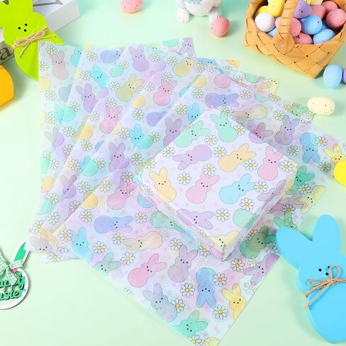 100 Sheets Easter Peeps Bunny Tissue Paper, Pastel Retro Rabbit Daisy Gift Wrapping Paper for Easter DIY Crafts Spring Party Supplies, 13.8 x 19.7 Inch in Saudi Arabia