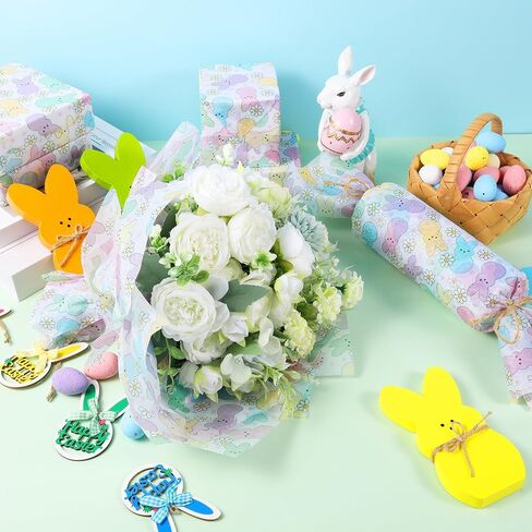 100 Sheets Easter Peeps Bunny Tissue Paper, Pastel Retro Rabbit Daisy Gift Wrapping Paper for Easter DIY Crafts Spring Party Supplies, 13.8 x 19.7 Inch in Saudi Arabia