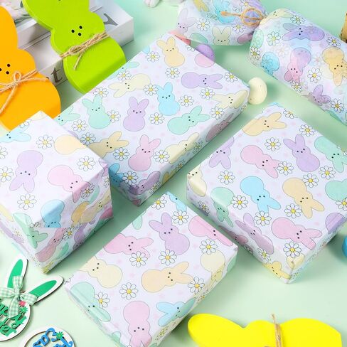 100 Sheets Easter Peeps Bunny Tissue Paper, Pastel Retro Rabbit Daisy Gift Wrapping Paper for Easter DIY Crafts Spring Party Supplies, 13.8 x 19.7 Inch in Saudi Arabia