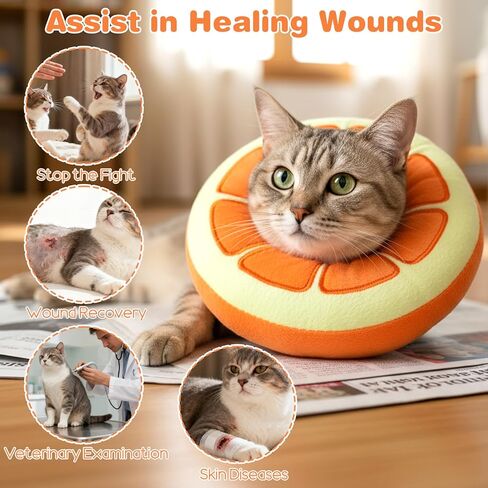 Kitten Cute Recovery Collar Soft Cat Cone Collar After Surgery to Stop Licking Adjustable Lightweight Elizabethan Neck Collar for Small Medium Large Cats Puppies Wound Healing, Orange in Saudi Arabia