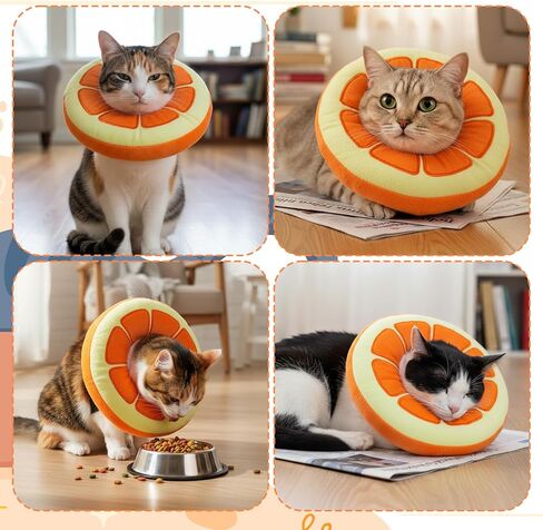 Kitten Cute Recovery Collar Soft Cat Cone Collar After Surgery to Stop Licking Adjustable Lightweight Elizabethan Neck Collar for Small Medium Large Cats Puppies Wound Healing, Orange in Saudi Arabia