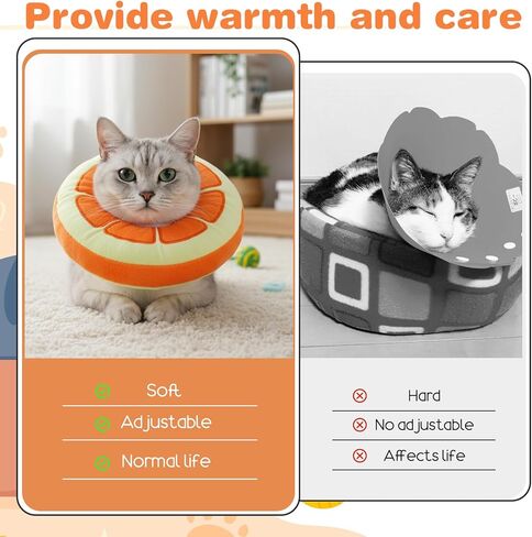 Kitten Cute Recovery Collar Soft Cat Cone Collar After Surgery to Stop Licking Adjustable Lightweight Elizabethan Neck Collar for Small Medium Large Cats Puppies Wound Healing, Orange in Saudi Arabia