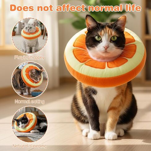 Kitten Cute Recovery Collar Soft Cat Cone Collar After Surgery to Stop Licking Adjustable Lightweight Elizabethan Neck Collar for Small Medium Large Cats Puppies Wound Healing, Orange in Saudi Arabia