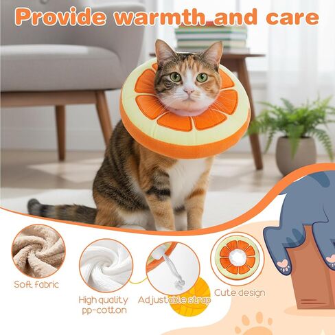 Kitten Cute Recovery Collar Soft Cat Cone Collar After Surgery to Stop Licking Adjustable Lightweight Elizabethan Neck Collar for Small Medium Large Cats Puppies Wound Healing, Orange in Saudi Arabia