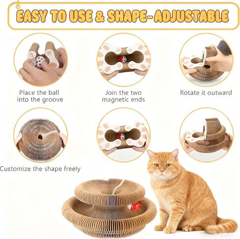 Cat Scratcher Toys for Indoor Cats - Kitty Kurlz Magic Organ Cat Scratcher Board, Cardboard Cat Scratching Board Ball Scratcher Pad in Saudi Arabia