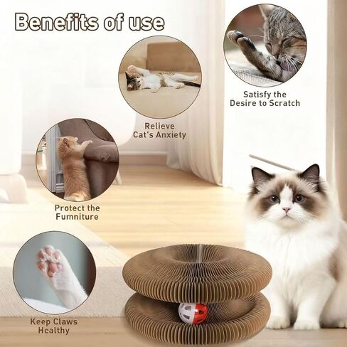 Cat Scratcher Toys for Indoor Cats - Kitty Kurlz Magic Organ Cat Scratcher Board, Cardboard Cat Scratching Board Ball Scratcher Pad in Saudi Arabia