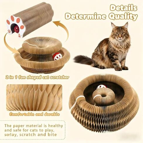 Cat Scratcher Toys for Indoor Cats - Kitty Kurlz Magic Organ Cat Scratcher Board, Cardboard Cat Scratching Board Ball Scratcher Pad in Saudi Arabia