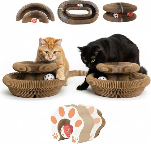 Cat Scratcher Toys for Indoor Cats - Kitty Kurlz Magic Organ Cat Scratcher Board, Cardboard Cat Scratching Board Ball Scratcher Pad in Saudi Arabia