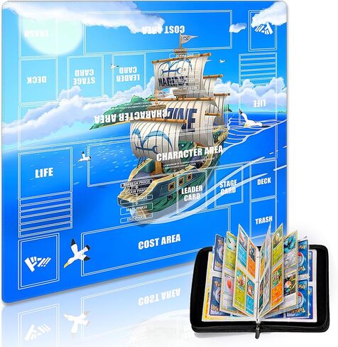 بساط لعب للعبة بطاقات قطعة واحدة للاعبين، مقاس 24 × 24 بوصة، مع مجموعة مجلد بطاقات بأربعة جيوب وسعة أكثر من 400 بطاقة (رائحة) in Kuwait