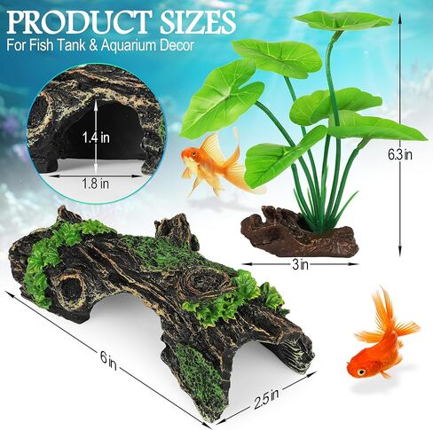 MyLifeUNIT Fish Tank Decor, Silk Aquarium Plants and Hollow Tree Trunk Decor for Betta, Goldfish, Turtle, Reptile Decoration in Saudi Arabia