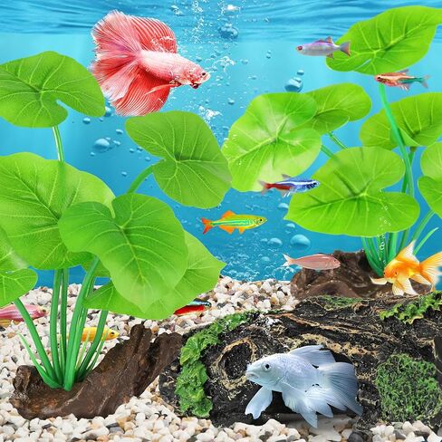 MyLifeUNIT Fish Tank Decor, Silk Aquarium Plants and Hollow Tree Trunk Decor for Betta, Goldfish, Turtle, Reptile Decoration in Saudi Arabia