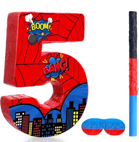 Capoda Number 3 Spider Piñata Bundle with Blindfold and Bat Spider Birthday Party Piñata for Birthday Party Decoration, 16.14 x 12.32 x 2.76 Inch in Saudi Arabia