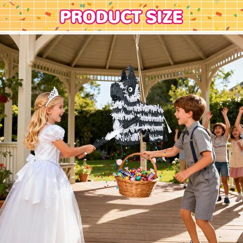 Piñata Set for Kids Party - Full Party Game Kit with Hitting Stick, Blindfold & Confetti Filler, Perfect for Birthday Party Decorations for Boys and Girls - Piñata，black and white in Saudi Arabia