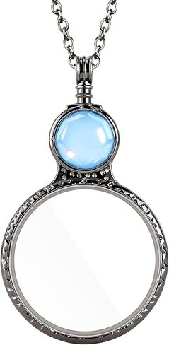 Magnifying Glass Necklace for Women, 10X Magnifying Monocle Necklace Pendant Vintage Reading Magnifier Lens (White) in Saudi Arabia