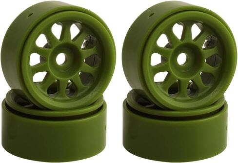 إطارات عجلة Beadlock من النايلون مقاس 1.0 بوصة، 4 قطع عجلات لـ Ascent-18 TRX4M SCX24 AX24 FCX24 1/24 1/18 RC الزاحف، نمط الأزهار (أخضر) in Kuwait