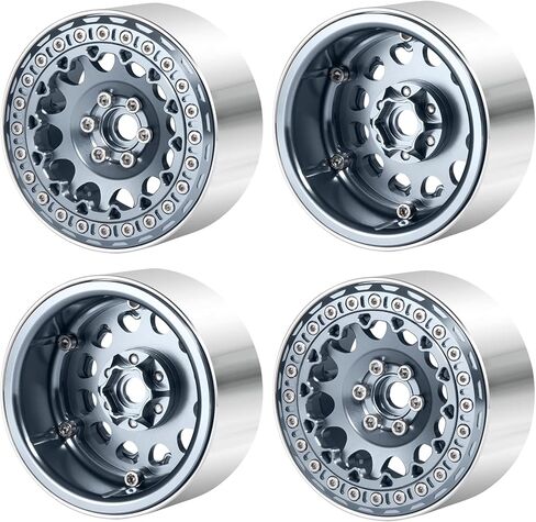 RCLIONS 2.2inch Beadlock Wheels 35mm RC Aluminum Rims for AXIAL Wraith RR10 TRX4 1/10th RC Crawler Truck Car (Titanium) in Saudi Arabia