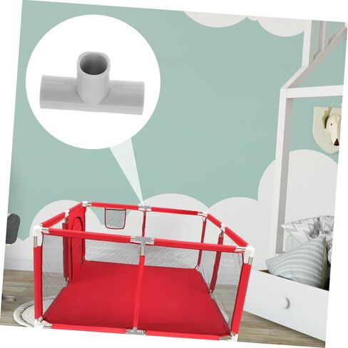 Totority Baby Playpen T Connector 4-Pack Steel Pipe Fittings 3-Way داخلي في الهواء الطلق سياج الملحقات 3.34 × 1.96 × 0.98 بوصة لقطع غيار روضة الأطفال الآمنة in Kuwait