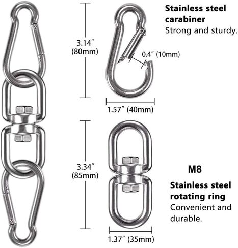 Swing Swivel, Heavy Duty 304 Stainless Steel Double Ended Hanging Eye Hook Hanger with Snap Hooks for Heavy Bag, Gym Equipment, Aerial Yoga, Hammock Chair, Outdoor Playground Swing Set in Saudi Arabia