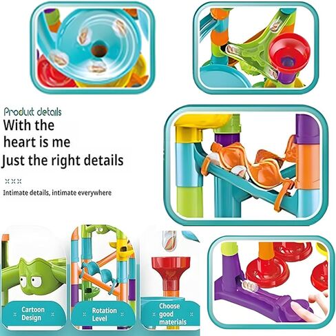 مجموعة تشغيل الرخام - 173 قطعة من ألعاب تعلم العلوم والتكنولوجيا والهندسة والرياضيات للأطفال من 4 إلى 8 مسارات، مسارات سباق للأطفال، برج رخامي، ألعاب مكعبات البناء (G47) in Kuwait