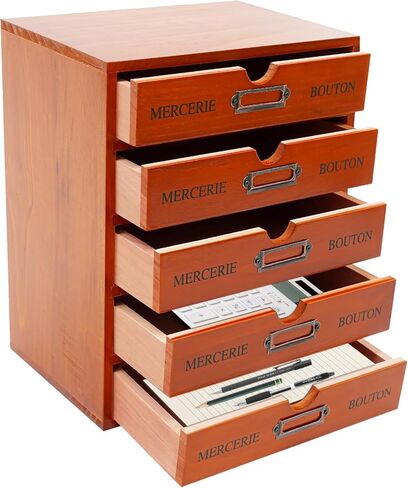 5 أدراج منظم مكتب خشبي عتيق قابل للتكديس خزانة صيدلية 5 أدراج منظم مكتب مكتبة بطاقة كتالوج صندوق تخزين خشبي مكتب خزانة سطح المكتب للقرطاسية للدراسة المكتبية in Kuwait