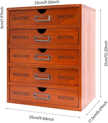 5 أدراج منظم مكتب خشبي عتيق قابل للتكديس خزانة صيدلية 5 أدراج منظم مكتب مكتبة بطاقة كتالوج صندوق تخزين خشبي مكتب خزانة سطح المكتب للقرطاسية للدراسة المكتبية in Kuwait