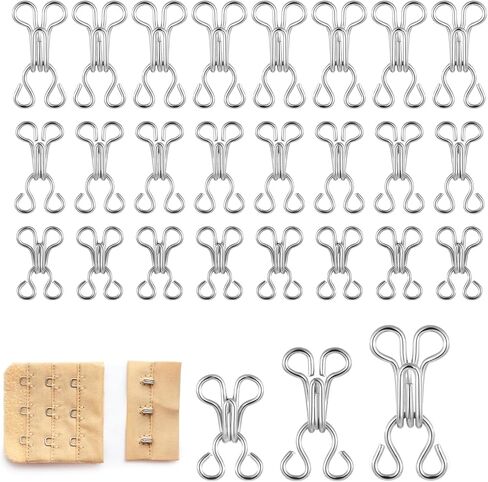 TIESOME 120 Sets Hook and Eye Closures for Clothing, Sewing Hooks and Eyes Closure, Silver 3 Sizes (40 Sets Each) Sewing Clasps for Clothing for Bra, Dress, Skirt, Trousers DIY Sewings Repair in Saudi Arabia