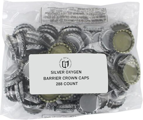 FastRack 288 Oxygen Absorbing Beer Bottle Caps | 26mm Pry-Off Silver Standard Homebrew Bottle Tops for Glass Bottles | PVC-Free Beer Crown Caps for Bottling in Saudi Arabia