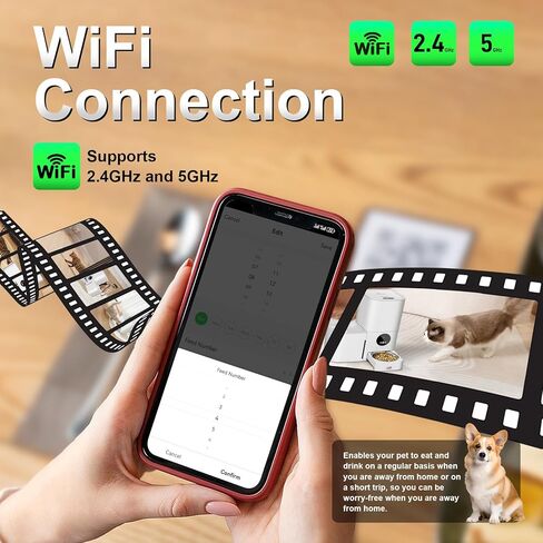 وحدة تغذية ومياه أوتوماتيكية للحيوانات الأليفة مطورة، وحدة تغذية تدعم تقنية WiFi تدعم 2.4 جيجا هرتز و5 جيجا هرتز، موزع طعام ومياه الكل في واحد مع رعاية عن بعد لكل وجبة in Kuwait