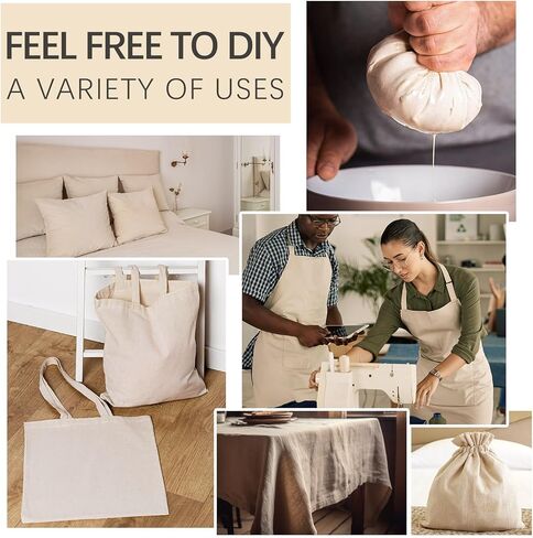 10 Yards 100% Cotton Muslin Fabric Natural Unbleached Linen Fabric by The Yard 63 inch x 10 Yards Unbleached Muslin Linen Fabric Material for Sewing Material Apparel Cloth in Kuwait