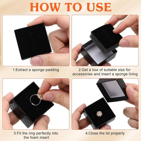 Baluue Jewelry Box Organizer Inserts Soft Black Sponge Lining Pads for Rings and Earrings 1.69X1.69X0.78 Inch Compact Foam Insert for Jewelry Display and Storage in Saudi Arabia