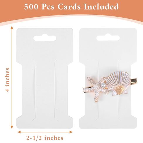 500 PCS Hair Clip Bow Display Cards Hair Barrettes Jewelry Display Holder Rectangle Paper Cardboard for Organizing, 4.5 x 2.5 Inches (White) in Kuwait