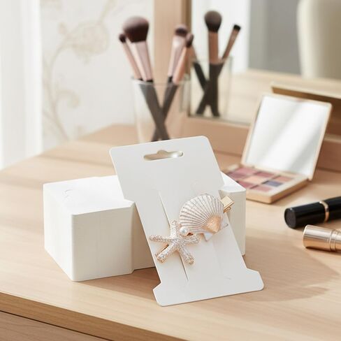 500 PCS Hair Clip Bow Display Cards Hair Barrettes Jewelry Display Holder Rectangle Paper Cardboard for Organizing, 4.5 x 2.5 Inches (White) in Kuwait
