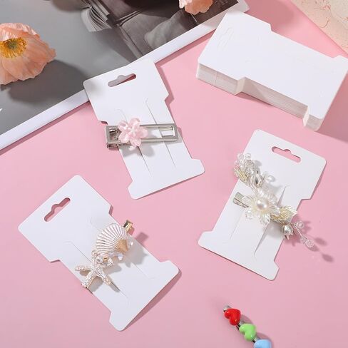 500 PCS Hair Clip Bow Display Cards Hair Barrettes Jewelry Display Holder Rectangle Paper Cardboard for Organizing, 4.5 x 2.5 Inches (White) in Kuwait