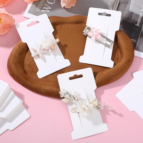 500 PCS Hair Clip Bow Display Cards Hair Barrettes Jewelry Display Holder Rectangle Paper Cardboard for Organizing, 4.5 x 2.5 Inches (White) in Kuwait