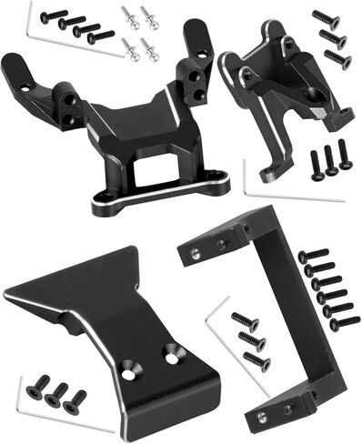 RC Upgrades Part for L0S1 1/24 Micro-B,1/28 Micro-T,Aluminium Alloy Servo Mount,Front Bulkhead Skid Plate,Front Bumper,Rear Wing Mount,Black in Saudi Arabia