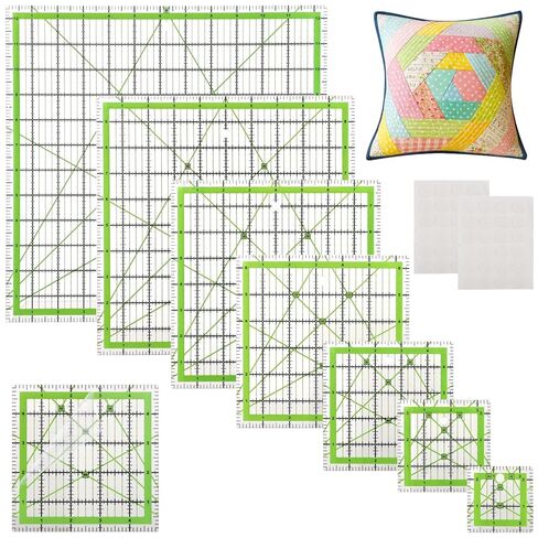 Homaisson Quilting Rulers, 7 Square Quilting Ruler 2.5,3.5,5,6.5, 8,10,12.5 Quilting Cutting Squares,Quilting Rulers Acrylic,Cutting Ruler with Non-Slip Rings for Quilting and Sewing in Saudi Arabia