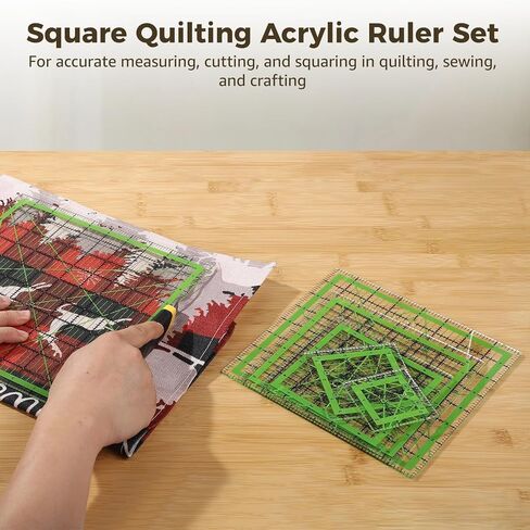 Homaisson Quilting Rulers, 7 Square Quilting Ruler 2.5,3.5,5,6.5, 8,10,12.5 Quilting Cutting Squares,Quilting Rulers Acrylic,Cutting Ruler with Non-Slip Rings for Quilting and Sewing in Saudi Arabia