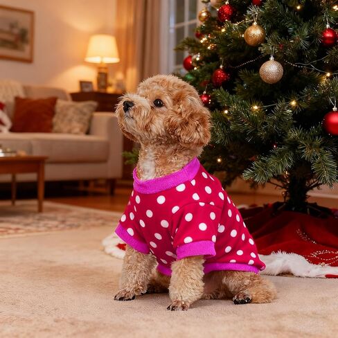 Rbenxia 2 Pieces Dog Fleece Sweaters Puppy Warm Sweater Doggie Sweatshirt Soft Fleece Dog Pajamas Puppy Clothes Winter Dogs Outfits for Small Dogs Cat Pets (X-Small, Leopard Print + Polka dots) in Saudi Arabia