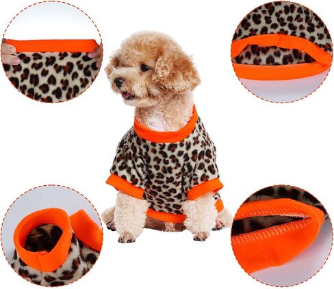Rbenxia 2 Pieces Dog Fleece Sweaters Puppy Warm Sweater Doggie Sweatshirt Soft Fleece Dog Pajamas Puppy Clothes Winter Dogs Outfits for Small Dogs Cat Pets (X-Small, Leopard Print + Polka dots) in Saudi Arabia