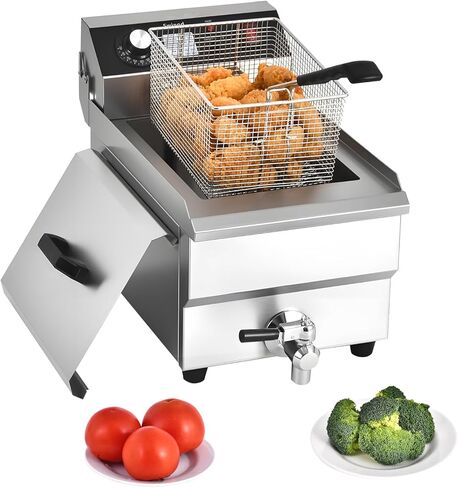Commercial Deep Fryer with Basket, 1700w 14Qt 0.6mm Thickened Stainless Steel Countertop Electric Fryer for Home and Commercial Use, Oil Fryer with Double Overheat Protection in Saudi Arabia