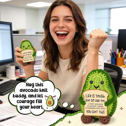 BiuNiuring Positive Crochet Avocado Birthday Gifts for Women Men, Handmade Easter Decor Basket Mothers Fathers Day for Mom Dad Son Daughter Sister Brother Friends Coworkers in Saudi Arabia