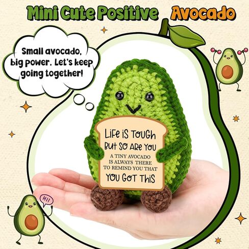 BiuNiuring Positive Crochet Avocado Birthday Gifts for Women Men, Handmade Easter Decor Basket Mothers Fathers Day for Mom Dad Son Daughter Sister Brother Friends Coworkers in Saudi Arabia