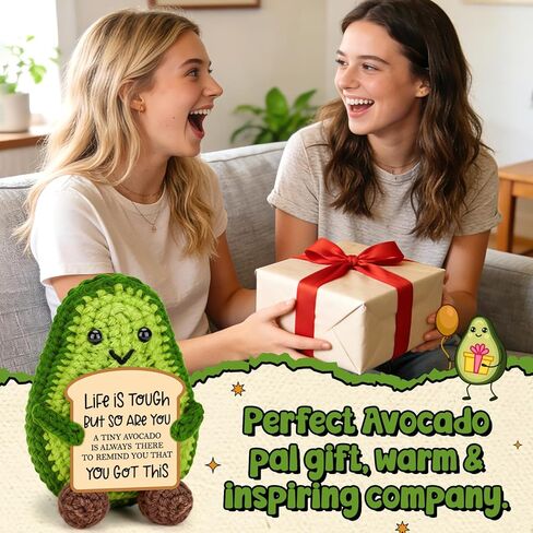 BiuNiuring Positive Crochet Avocado Birthday Gifts for Women Men, Handmade Easter Decor Basket Mothers Fathers Day for Mom Dad Son Daughter Sister Brother Friends Coworkers in Saudi Arabia