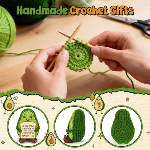 BiuNiuring Positive Crochet Avocado Birthday Gifts for Women Men, Handmade Easter Decor Basket Mothers Fathers Day for Mom Dad Son Daughter Sister Brother Friends Coworkers in Saudi Arabia
