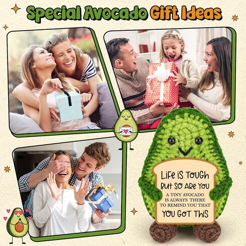 BiuNiuring Positive Crochet Avocado Birthday Gifts for Women Men, Handmade Easter Decor Basket Mothers Fathers Day for Mom Dad Son Daughter Sister Brother Friends Coworkers in Saudi Arabia