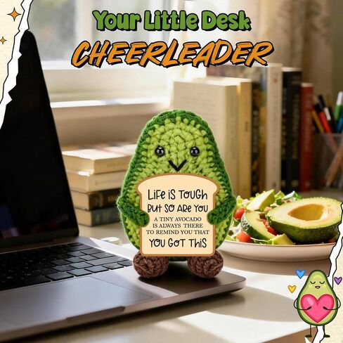 BiuNiuring Positive Crochet Avocado Birthday Gifts for Women Men, Handmade Easter Decor Basket Mothers Fathers Day for Mom Dad Son Daughter Sister Brother Friends Coworkers in Saudi Arabia