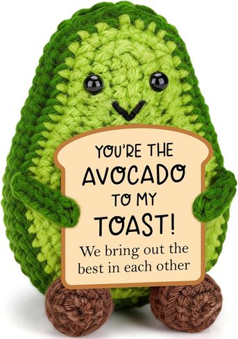 BiuNiuring Positive Crochet Avocado Birthday Gifts for Women Men, Handmade Easter Decor Basket Mothers Fathers Day for Mom Dad Son Daughter Sister Brother Friends Coworkers in Saudi Arabia