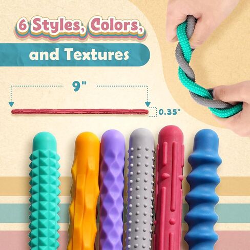 ألعاب تململ حسية للأطفال: عصا تململ من السيليكون المزخرف مكونة من 6 قطع، ألعاب حسية لمرض التوحد واضطراب فرط الحركة ونقص الانتباه، ألعاب طائرة للسفر الهادئة، حشوات سلة عيد الفصح in Kuwait
