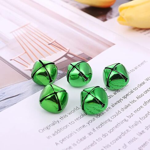50 Pcs 1 Inch Christmas Bells - Small Craft Jingle Bells Metal Decorations DIY for Wreath Green in Saudi Arabia